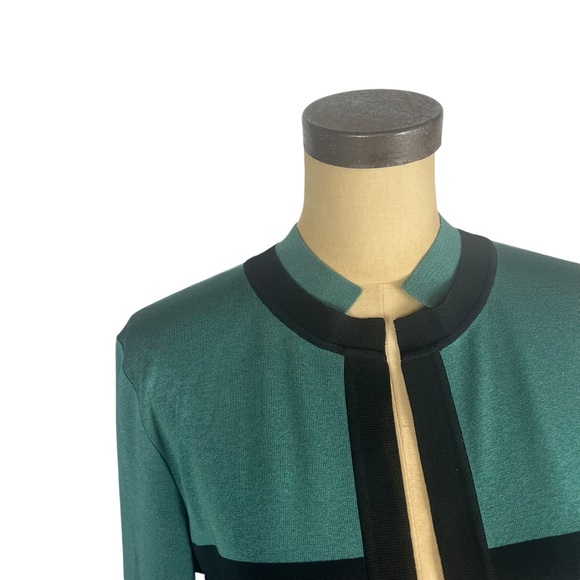 Misook Color Block Women’s Black & Green Cardigan SZ M - Picture 2 of 8